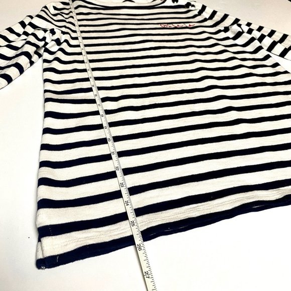 Talbots Ooh la la French Style Embroidered Striped Blouse Navy Size Petite S - Picture 6 of 6